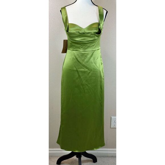 NWT BHLDN Leah Sleeveless Sweetheart Stretch, Satin Midi Dress Women's Small - Picture 3 of 13